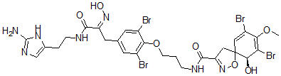 CAS#: 100101-28-8， (6S)-N-[3-[4-[(2Z)-3-[2-(2-Amino-3H-Imidazol-4-Yl)Ethylamino]-2-Hydroxyimino-3-Oxopropyl]-2,6-Dibromophenoxy]Propyl]-7,9-Dibromo-6-Hydroxy-8-Methoxy-1-Oxa-2-Azaspiro[4.5]Deca-2,7,9-Triene-3-Carboxamide