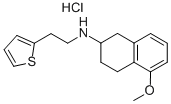 structure of CAS# 102120-96-7, N-(1,2,3,4-Tetrahydro-5-Methoxy-2-Naphthalenyl)-2-Thiopheneethanamine Hydrochloride (1:1);Rac-N-(1,2,3,4-Tetrahydro-5-Methoxy-2-Naphthalenyl)-2-Thiopheneethanamine Hydrochloride;2-Thiopheneethanamine, N-(1,2,3,4-Tetrahydro-5-Methoxy-2-Naphthalenyl)-, Hydrochloride