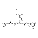 structure of CAS# 102601-58-1, N-[(Benzyloxy)Carbonyl]Glycylglycyl-N<Sup>5</Sup>-(Diaminomethylene)-N-(4-Methyl-2-Oxo-2H-Chromen-7-Yl)Ornithinamide Hydrochloride (1:1);N-CBZ-Gly<wbr>cyl-glycy<wbr>l-L-argin<wbr>ine 7-ami<wbr>do-4-meth<wbr>ylcoumari<wbr>n hydroch<wbr>loride;Z-Gly-Gly-Arg 7-amido-4-methylcoumarin hydrochloride;C9396_SIGMA