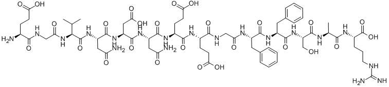 structure of CAS# 103213-49-6, 1-L-Glutamic Acid-Fibrinopeptide B(Human);H-GLU-GLY-VAL-ASN-ASP-ASN-GLU-GLU-GLY-PHE-PHE-SER-ALA-ARG-OH;GLU-GLY-VAL-ASN-ASP-ASN-GLU-GLU-GLY-PHE-PHE-SER-ALA-ARG;GLU-GLY-VAL-ASN-ASP-ASN-GLU-GLU-GLY-PHE-SER-ALA-ARG