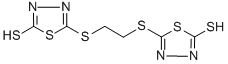 structure of CAS# 10486-54-1, 5,5'-[1,2-Ethanediylbis(Thio)]Bis-1,3,4-Thiadiazole-2(3H)-Thione;5-([2-[(5-MERCAPTO-1,3,4-THIADIAZOL-2-YL)THIO]ETHYL]THIO)-1,3,4-THIADIAZOLE-2-THIOL;1,4-Bis(5-Mercapto-1,34,4-Thiadiazole-2-Ylthio)Ethane;1,4-BIS(5-MERCAPTO-1,3,4-THIADIAZOLE-2-YLTHIO)ETHANE