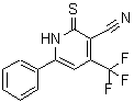 structure of CAS# 104960-49-8, 6-Phenyl-2-Thioxo-4-(Trifluoromethyl)-1,2-Dihydro-3-Pyridinecarbonitrile;2-mercapt<wbr>o-5-methy<wbr>l-3,6-dip<wbr>henylthie<wbr>no[2,3-d]<wbr>pyrimidin<wbr>-4(3H)-one;2-Mercapto-6-phenyl-4-(trifluoromethyl)-nicotinonitrile;2-MERCAPTO-6-PHENYL-4-(TRIFLUOROMETHYL)NICOTINONITRILE