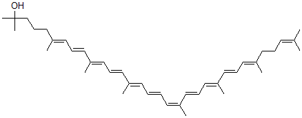 CAS#: 105-92-0， (6E,8E,10E,12E,14E,16E,18Z,20E,22E,24E,26E)-2,6,10,14,19,23,27,31-Octamethyldotriaconta-6,8,10,12,14,16,18,20,22,24,26,30-Dodecaen-2-Ol