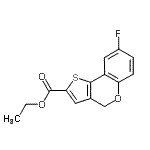 structure of CAS# 105799-70-0, Ethyl 8-Fluoro-4H-Thieno[3,2-c]Chromene-2-Carboxylate;Ethyl 8-f<wbr>luoro-4H-<wbr>[1]-benzo<wbr>pyrano[4,<wbr>3-b]thiop<wbr>hene-2-ca<wbr>rboxylate;ETHYL8-FLUORO-4H- -BENZOPYRANO(43-B&;555738_ALDRICH