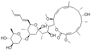 structure of CAS# 108375-77-5, (3E,5Z,7R,8S,9S,11Z,13Z,15S,16R)-16-[(3R,4S)-4-[(2R,4R,5S,6R)-4-[(2S,4R,5S,6R)-4,5-Dihydroxy-6-Methyloxan-2-Yl]Oxy-2-Hydroxy-5-Methyl-6-[(1E,3E)-Penta-1,3-Dienyl]Oxan-2-Yl]-3-Hydroxypentan-2-Yl]-8-Hydroxy-3,15-Dimethoxy-5,7,9,11-Tetramethyl-1-Oxacyclohexadeca-3,5,11,13-Tetraen-2-One;(3E,5Z,7R,8S,9S,11Z,13Z,15S,16R)-16-[(2R,3S)-3-[(2R,4R,5S,6R)-4-[(2S,4R,5S,6R)-4,5-Dihydroxy-6-Methyl-Tetrahydropyran-2-Yl]Oxy-2-Hydroxy-5-Methyl-6-[(1E,3E)-Penta-1,3-Dienyl]Tetrahydropyran-2-Yl]-2-Hydroxy-1-Methyl-Butyl]-8-Hydroxy-3,15-Dimethoxy-5,7,9,11-Tetramethyl-1-Oxacyclohexadeca-3,5,11,13-Tetraen-2-One;(3E,5Z,7R,8S,9S,11Z,13Z,15S,16R)-16-[(2R,3S)-3-[(2R,4R,5S,6R)-4-[[(2S,4R,5S,6R)-4,5-Dihydroxy-6-Methyl-2-Tetrahydropyranyl]Oxy]-2-Hydroxy-5-Methyl-6-[(1E,3E)-Penta-1,3-Dienyl]-2-Tetrahydropyranyl]-2-Hydroxy-1-Methylbutyl]-8-Hydroxy-3,15-Dimethoxy-5,7,9,11-Tetramethyl-1-Oxacyclohexadeca-3,5,11,13-Tetraen-2-One;(3E,5Z,7R,8S,9S,11Z,13Z,15S,16R)-16-[(3R,4S)-4-[(2R,4R,5S,6R)-4-[(2S,4R,5S,6R)-4,5-Dihydroxy-6-Methyl-Oxan-2-Yl]Oxy-2-Hydroxy-5-Methyl-6-[(1E,3E)-Penta-1,3-Dienyl]Oxan-2-Yl]-3-Hydroxy-Pentan-2-Yl]-8-Hydroxy-3,15-Dimethoxy-5,7,9,11-Tetramethyl-1-Oxacyclohexadeca-3,5,11,13-Tetraen-2-One