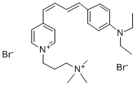 structure of CAS# 108641-88-9, 3-[4-[(1Z,3Z)-4-(4-Diethylaminophenyl)Buta-1,3-Dienyl]Pyridin-1-Ium-1-Yl]Propyl-Trimethylazanium;3-[4-[4-(4-Diethylaminophenyl)Buta-1,3-Dienyl]Pyridin-1-Ium-1-Yl]Propyl-Trimethylazanium;3-[4-[4-(4-Diethylaminophenyl)Buta-1,3-Dienyl]Pyridin-1-Ium-1-Yl]Propyl-Trimethyl-Ammonium;3-[4-[(1Z,3Z)-4-(4-Diethylaminophenyl)Buta-1,3-Dienyl]Pyridin-1-Ium-1-Yl]Propyl-Trimethyl-Ammonium