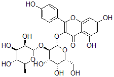 CAS#: 108906-96-3， 3-[(2S,3R,4S,5R,6R)-4,5-Dihydroxy-6-(Hydroxymethyl)-3-[(2S,3R,4R,5R,6S)-3,4,5-Trihydroxy-6-Methyloxan-2-Yl]Oxyoxan-2-Yl]Oxy-5,7-Dihydroxy-2-(4-Hydroxyphenyl)Chromen-4-One