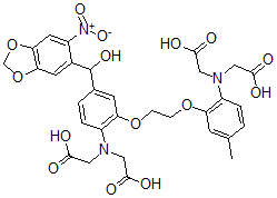 CAS#: 109232-36-2， 2-[[2-[2-[2-(Bis(Carboxymethyl)Amino)-5-[Hydroxy-(6-Nitro-1,3-Benzodioxol-5-Yl)Methyl]Phenoxy]Ethoxy]-4-Methylphenyl]-(Carboxymethyl)Amino]Acetic Acid
