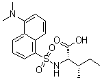 structure of CAS# 1100-21-6, N-{[5-(Dimethylamino)-1-Naphthyl]Sulfonyl}-L-Isoleucine;5-Dimethylaminonaphthalene-1-sulfonyl-L-isoleucine;Dansyl-L-isoleucine