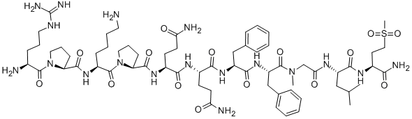 结构式 CAS# 110880-55-2, 9-(N-甲基甘氨酸)-11-(S,S-二氧代-L-蛋氨酰胺)-物质 P