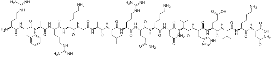 structure of CAS# 113731-96-7, L-Arginyl-L-Phenylalanyl-L-Alanyl-L-Arginyl-L-Lysylglycyl-L-Alanyl-L-Leucyl-L-Arginyl-L-Glutaminyl-L-Lysyl-L-Asparaginyl-L-Valyl-L-Histidyl-L-alpha-Glutamyl-L-Valyl-L-Lysyl-L-Asparagine;PROTEIN KINASE C SELECTIVE INHIBITOR;PROTEIN KINASE C (19-36) PEPTIDE;PKC SELECTIVE INHIBITOR PROTEIN