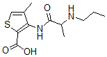 structure of CAS# 114176-52-2, 4-Methyl-3-(2-Propylaminopropanoylamino)Thiophene-2-Carboxylic Acid;4-Methyl-3-[(1-Oxo-2-Propylaminopropyl)Amino]-2-Thiophenecarboxylic Acid;4-Methyl-3-(2-Propylaminopropanoylamino)-2-Thenoic Acid;T5609838