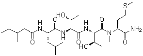 结构式 CAS# 115044-69-4, N-(3-甲基戊酰基)亮氨酰苏氨酰苏氨酰-N-甲基蛋氨酰胺