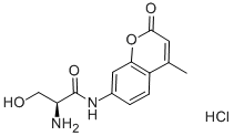 structure of CAS# 115918-60-0, (2S)-2-Amino-3-Hydroxy-N-(4-Methyl-2-Oxo-2H-1-Benzopyran-7-Yl)-Propanamide Monohydrochloride;[(1S)-1-(Hydroxymethyl)-2-[(4-Methyl-2-Oxo-Chromen-7-Yl)Amino]-2-Oxo-Ethyl]Ammonium;[(1S)-1-(Hydroxymethyl)-2-[(4-Methyl-2-Oxo-7-Chromenyl)Amino]-2-Oxoethyl]Ammonium;[(1S)-2-Keto-2-[(2-Keto-4-Methyl-Chromen-7-Yl)Amino]-1-Methylol-Ethyl]Ammonium