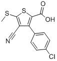 structure of CAS# 116525-66-7, 3-(4-Chlorophenyl)-4-Cyano-5-(Methylthio)Thiophene-2-Carboxylic Acid;3-(4-CHLOROPHENYL)-4-CYANO-5-(METHYLTHIO)THIOPHENE-2-CARBOXYLIC ACID;3-(4-Chlorophenyl)-4-Cyano-5-(Methylthio)-Thiophen-2-Carboxylic Acid;3-(4-CHLOROPHENYL)-4-CYANO-5-(METHYLTHIO