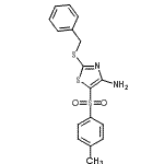 structure of CAS# 117420-86-7, 2-(Benzylsulfanyl)-5-[(4-Methylphenyl)Sulfonyl]-1,3-Thiazol-4-Amine;4-Amino-2-benzylthio-5-tosylthiazole;5-(4-meth<wbr>ylphenyl)<wbr>sulfonyl-<wbr>2-(phenyl<wbr>methylsul<wbr>fanyl)-1,<wbr>3-thiazol<wbr>-4-amine;5-(4-meth<wbr>ylphenyl)<wbr>sulfonyl-<wbr>2-(phenyl<wbr>methylthi<wbr>o)-4-thia<wbr>zolamine