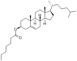 structure of CAS# 1182-07-6, (3beta)-Cholest-5-En-3-Ol 3-Heptanoate;[(3S,8S,9S,10R,13R,14S,17R)-17-[(1R)-1,5-Dimethylhexyl]-10,13-Dimethyl-2,3,4,7,8,9,11,12,14,15,16,17-Dodecahydro-1H-Cyclopenta[A]Phenanthren-3-Yl] Heptanoate;Heptanoic Acid [(3S,8S,9S,10R,13R,14S,17R)-17-[(1R)-1,5-Dimethylhexyl]-10,13-Dimethyl-2,3,4,7,8,9,11,12,14,15,16,17-Dodecahydro-1H-Cyclopenta[A]Phenanthren-3-Yl] Ester;Enanthic Acid [(3S,8S,9S,10R,13R,14S,17R)-17-[(1R)-1,5-Dimethylhexyl]-10,13-Dimethyl-2,3,4,7,8,9,11,12,14,15,16,17-Dodecahydro-1H-Cyclopenta[A]Phenanthren-3-Yl] Ester
