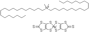 structure of CAS# 120141-26-6, N,N-Dimethyl-N-Octadecyl-1-Octadecanaminium Bis[4,5-Di(Sulfanyl-kappas)-1,3-Dithiole-2-Thionato(2-)]Aurate(1-);Dioctadec<wbr>yldimethy<wbr>lammonium<wbr> Bis(1,3-<wbr>dithiole-<wbr>2-thione-<wbr>4,5-dithi<wbr>olato)aur<wbr>ate(III)
