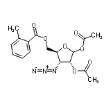 structure of CAS# 120143-22-8, 1,2-Di-O-Acetyl-3-Azido-3-Deoxy-5-O-(2-Methylbenzoyl)-D-Ribofuranose;1,2-Di-O-<wbr>acetyl-3-<wbr>azido-3-d<wbr>eoxy-5-O-<wbr>(2-methyl<wbr>benzoyl)-<wbr>D-ribofur<wbr>anose;1,2-DI-O-ACETYL-3-AZIDO-3-DEOXY-5-O-TOLUOYL-D-RIBOFURANOSE;1,2-Di-O-<wbr>acetyl-3-<wbr>azido-3-d<wbr>esoxy-5-O<wbr>-(2-methy<wbr>lbenzoyl)<wbr>-D-ribofu<wbr>ranose