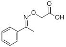 structure of CAS# 1205-09-0, Acetophenone O-(Carboxymethyl)Oxime;Carboxymethyl Oxyimino Acetophenone [French];3-07-00-00955 (Beilstein Handbook Reference);Acetophenone, O-(Carboxymethyl)Oxime