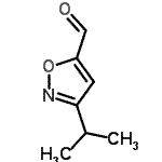 structure of CAS# 121604-54-4, 3-Isopropyl-1,2-Oxazole-5-Carbaldehyde;3-isopropyl-5-isoxazolecarbaldehyde;3-isopropylisoxazole-5-carbaldehyde;MFCD14702865