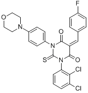 CAS#: 121608-30-8， (5Z)-1-(2,3-Dichlorophenyl)-5-[(4-Fluorophenyl)Methylidene]-3-(4-Morpholin-4-Ylphenyl)-2-Sulfanylidene-1,3-Diazinane-4,6-Dione