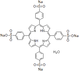 structure of CAS# 122451-08-5, Sodium 4,4',4'',4'''-(5,10,15,20-porphyrintetrayl)tetrabenzenesulfonate hydrate (4:1:1);4,4′,4′′,<wbr>4′′′-(Por<wbr>phine-5,1<wbr>0,15,20-t<wbr>etrayl)te<wbr>trakis(be<wbr>nzenesulf<wbr>onic acid<wbr>) tetraso<wbr>dium salt<wbr> hydrate;5,10,15,2<wbr>0-Tetraph<wbr>enyl-21H,<wbr> 23H-porp<wbr>hine-p,p′<wbr>,p″,p′′′-<wbr>tetrasulf<wbr>onic acid<wbr> tetrasod<wbr>ium hydra<wbr>te;meso-Tetr<wbr>aphenylpo<wbr>rphine-4,<wbr>4',4'',4'<wbr>''-tetras<wbr>ulfonic a<wbr>cid tetra<wbr>sodium sa<wbr>lt