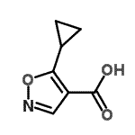structure of CAS# 124845-04-1, 5-Cyclopropyl-1,2-Oxazole-4-Carboxylic Acid;5-cyclopropyl-1,2-oxazole-4-carboxylic acid;5-Cyclopropylisoxazole-4-carboxylic acid;5-CYCLOPROPYLISOXAZOLE-4-CARBOXYLICACID