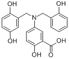 structure of CAS# 125697-92-9, 5-[[(2,5-Dihydroxyphenyl)Methyl][(2-Hydroxyphenyl)Methyl]Amino]-2-Hydroxy-Benzoic Acid;5-[(2,5-Dihydroxyphenyl)Methyl-[(2-Hydroxyphenyl)Methyl]Amino]-2-Hydroxy-Benzoic Acid;5-[(2,5-Dihydroxybenzyl)-(2-Hydroxybenzyl)Amino]-2-Hydroxy-Benzoic Acid;Kbiogr_000531