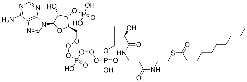 structure of CAS# 1264-57-9, N-[5-[[(3-Amino-3-Iminopropyl)Amino]Carbonyl]-1-Methyl-1H-Pyrrol-3-Yl]-2-(Formylamino)-4-Thiazolecarboxamide;S-[2-[3-[[(2R)-4-[[[(2R,3S,4R,5R)-5-(6-Aminopurin-9-Yl)-4-Hydroxy-3-Phosphonooxy-Tetrahydrofuran-2-Yl]Methoxy-Hydroxy-Phosphoryl]Oxy-Hydroxy-Phosphoryl]Oxy-2-Hydroxy-3,3-Dimethyl-Butanoyl]Amino]Propanoylamino]Ethyl] Decanethioate;Decanethioic Acid S-[2-[[3-[[(2R)-4-[[[(2R,3S,4R,5R)-5-(6-Amino-9-Purinyl)-4-Hydroxy-3-Phosphonooxy-2-Tetrahydrofuranyl]Methoxy-Hydroxyphosphoryl]Oxy-Hydroxyphosphoryl]Oxy-2-Hydroxy-3,3-Dimethyl-1-Oxobutyl]Amino]-1-Oxopropyl]Amino]Ethyl] Ester;Decanethioic Acid S-[2-[3-[[(2R)-4-[[[(2R,3S,4R,5R)-5-(6-Aminopurin-9-Yl)-4-Hydroxy-3-Phosphonooxy-Tetrahydrofuran-2-Yl]Methoxy-Hydroxy-Phosphoryl]Oxy-Hydroxy-Phosphoryl]Oxy-2-Hydroxy-3,3-Dimethyl-Butanoyl]Amino]Propanoylamino]Ethyl] Ester