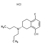 structure of CAS# 127126-18-5, (7R)-7-(Dipropylamino)-4-Fluoro-5,6,7,8-Tetrahydro-1-Naphthalenol Hydrochloride (1:1);R(+)-5-Fl<wbr>uoro-8-hy<wbr>droxy-2-d<wbr>ipropylam<wbr>ino-1,2,3<wbr>,4-tetrah<wbr>ydronapht<wbr>halene hy<wbr>drochlori<wbr>de;R(+)-5-Fluoro-8-hydroxy-DPAT hydrochloride;R(+)-UH-301 hydrochloride