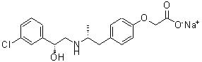 结构式 CAS# 127299-93-8, {4-[(2R)-2-{[(2R)-2-(3-氯苯基)-2-羟基乙基]氨基}丙基]苯氧基}乙酸钠