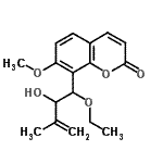 structure of CAS# 128189-46-8, 8-(1-Ethoxy-2-Hydroxy-3-Methyl-3-Buten-1-Yl)-7-Methoxy-2H-Chromen-2-One;Murpanicin;Murraxocin;AIDS149573