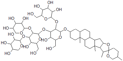 CAS#: 128232-93-9， 3beta-O-(beta-Xylopyranosyl(1-2),beta-Xylopyranosyl(1-3)beta-Glucopyranosyl(1-3)(beta-Galactopyranosyl(1-2))-beta-Glucopyranosyl)Spirostane