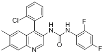 structure of CAS# 128831-46-9, 1-[4-(2-Chlorophenyl)-6,7-Dimethylquinolin-3-Yl]-3-(2,4-Difluorophenyl)Urea;1-[4-(2-Chlorophenyl)-6,7-Dimethyl-3-Quinolyl]-3-(2,4-Difluorophenyl)Urea;1-[4-(2-Chlorophenyl)-6,7-Dimethyl-Quinolin-3-Yl]-3-(2,4-Difluorophenyl)Urea;Cdqdu