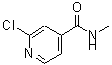 structure of CAS# 131418-11-6, 2-Chloro-N-Methylisonicotinamide;(2-chloro(4-pyridyl))-N-methylcarboxamide;2-Chloro-N-methylisonicotinamide;2-Chloro-N-methyl-isonicotinamide