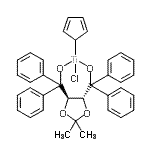 结构式 CAS# 132068-98-5, 氯(2,4-环戊二烯-1-基){[(4R,5R)-2,2-二甲基-1,3-二氧戊环-4,5-二基]二(二苯甲醇-kappaO)(2-)}钛