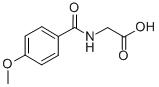 structure of CAS# 13214-64-7, (4-Methoxy-Benzoylamino)-Acetic Acid;2-[[(4-Methoxyphenyl)-Oxomethyl]Amino]Acetate;2-[(4-Methoxyphenyl)Carbonylamino]Ethanoate;Zinc00038797