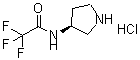 structure of CAS# 132883-43-3, 2,2,2-Trifluoro-N-(3S)-3-Pyrrolidinyl-Acetamide Hydrochloride (1:1);(S)-2,2,2-Trifluoro-N-(Pyrrolidin-3-Yl)Acetamide Hydrochloride;(3S)-(-)-3-(TRIFLUOROACETAMIDO)PYRROLIDINE HYDROCHLORIDE 98+%;(3S)-(-)-3-(TRIFLUOROACETAMIDO)PYRROLIDINE HYDROCHLORIDE
