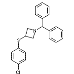 structure of CAS# 132924-59-5, 3-[(4-Chlorophenyl)Sulfanyl]-1-(Diphenylmethyl)Azetidine;1-Benzhydryl-3-(4-chloro-phenylthio)-azetidine;3-[(4-Chlorophenyl)thio]-1-(diphenylmethyl)azetidine;MFCD00662096