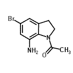 structure of CAS# 133433-62-2, 1-(7-Amino-5-Bromo-2,3-Dihydro-1H-Indol-1-Yl)Ethanone;1-Acetyl-5-bromoindolin-7-amine;1-acetyl-7-amino-5-bromoindoline;MFCD09258794