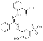 structure of CAS# 135-52-4, Zincon;2-[1-(2-Hydroxy-5-Sulphophenyl)-3-Phenyl-5-Formazano]Benzoic Acid;2-[1-(2-Hydroxy-5-Sulfophenyl)-3-Phenyl-5-Formazano]-Benzoicacid;2-[1-(2-Hydroxy-5-Sulfophenyl)-3-Phenyl-5-Formazano]-Benzoicaci