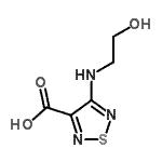 structure of CAS# 135086-65-6, 4-[(2-Hydroxyethyl)Amino]-1,2,5-Thiadiazole-3-Carboxylic Acid;4-((2-hyd<wbr>roxyethyl<wbr>)amino)-1<wbr>,2,5-thia<wbr>diazole-3<wbr>-carboxyl<wbr>ic acid;4-(2-Hydr<wbr>oxy-ethyl<wbr>amino)-[1<wbr>,2,5]thia<wbr>diazole-3<wbr>-carboxyl<wbr>ic acid;4-(2-Hydroxy-ethylamino)-[1,2,5]thiadiazole-3-carboxylicacid