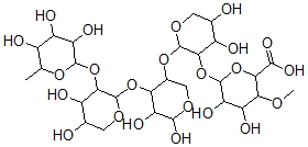 CAS 登录号：136366-18-2， 6-[2-[4-[4,5-二羟基-3-(3,4,5-三羟基-6-甲基四氢吡喃-2-基)氧基四氢吡喃-2-基]氧基-5,6-二羟基四氢吡喃-3-基]氧基-4,5-二羟基四氢吡喃-3-基]氧基-4,5-二羟基-3-甲氧基四氢吡喃-2-羧酸