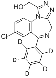 structure of CAS# 136765-24-7, 8-Chloro-6-(Phenyl-D5)-4H-[1,2,4]Triazolo[4,3-a][1,4]Benzodiazepine-1-Methanol;4H-1,2,4Triazolo4,3-A1,4Benzodiazepine-1-Methanol, 8-Chloro-6-(Phenyl-D5)-;ALPHA-HYDROXYALPRAZOLAM-D5,1.0MG/MLINMETHANOL;ALPHA-HYDROXYALPRAZOLAM-D5,100/MLINMETHANOL