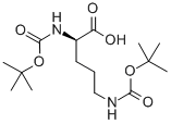 structure of CAS# 137524-82-4, N2,N5-Bis[(1,1-Dimethylethoxy)Carbonyl]-D-Ornithine;N-ALPHA,N-DELTA DI-T-BUTOXYCARBONYL-D-ORNITHINE;N-ALPHA,DELTA-BIS-BOC-D-ORNITHINE;BOC-D-ORNITHINE(BOC)-OH