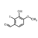 structure of CAS# 138490-94-5, 3-Hydroxy-2-Iodo-4-Methoxybenzaldehyde;2-Iodoisovanillin;3-hydroxy-2-iodo-4-methoxybenzaldehyde;4-Formyl-2-hydroxy-3-iodoanisole