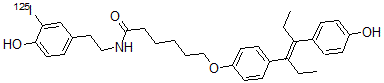CAS#: 140683-97-2， (E)-6-(4-(1-Ethyl-2-(4-Hydroxyphenyl)-1-Butenyl)Phenoxy)-N-(2-(4-Hydroxy-3-(Iodo-125I)Phenyl)Ethyl)-Hexanamide