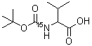 结构式 CAS# 141509-91-3, N-{[(2-甲基-2-丙基)氧基]羰基}-L-(<sup>15</sup>N)缬氨酸