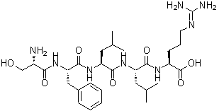 结构式 CAS# 141685-53-2, 丝氨酰苯丙氨酰亮氨酰亮氨酰-N<sup>5</sup>-(二氨基亚甲基)鸟氨酸
